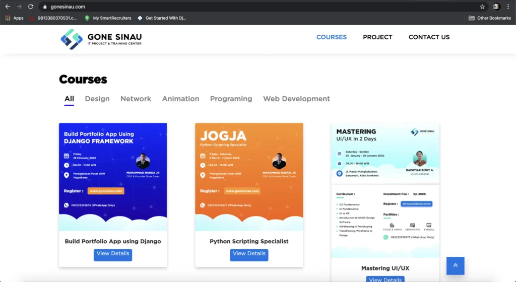 Web Development Gone Sinau IT Project & Training Center
